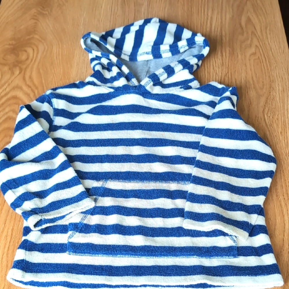 Striped Blue and White Terry cloth Hoodie